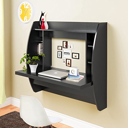 Homedex Wall Mounted Floating Desk with Storage (Black)