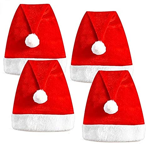 Faburo 4pcs Christmas Hats Christmas Decoration Santa Claus hat Father Christmas Red Santa Christmas Hats for Christmas Holiday Party