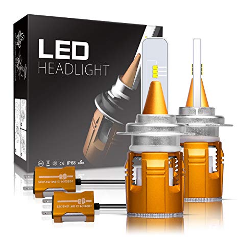 H7 LED Headlight Bulbs Autofeel 8000LM Super Bright Car Exterior White Light Built-in Driver Lamp All-in-One Conversion Bulb Kit with Cool White Lights - 1 Year Warranty