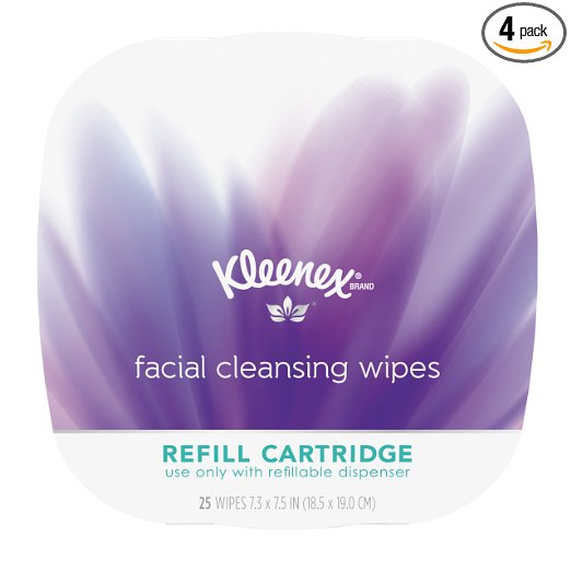 Kleenex Facial Cleansing Wipes Refill Cartridge, 25 Count, Pack of 4