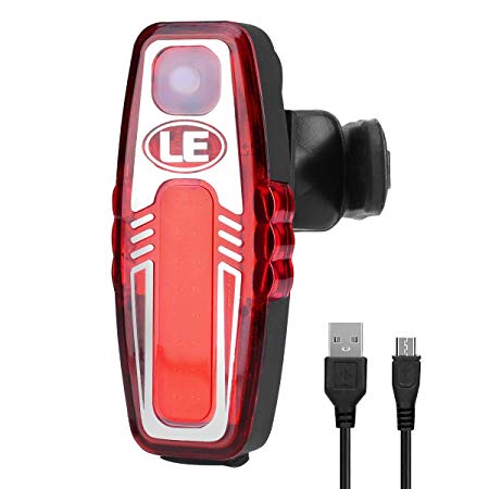 LE USB LED Super Bright Bike Rear Tail Light 6 Lighting Modes Easy Install Red Safety Cycling Light