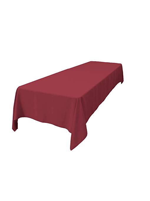 LA Linen Polyester Poplin Rectangular Tablecloth 60 by 108-Inch, Cranberry, 60 x 108