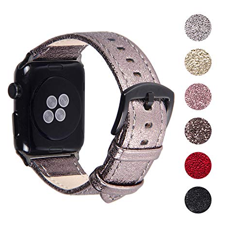 Pantheon Compatible Apple Watch Band 38mm / 40mm Bling Leather Glitter Bands for Women - Series 4 3 2 1 - Shiny Plum
