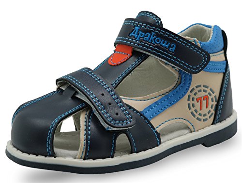 Apakowa Boy's and Girl's Double Adjustable Strap Closed-toe Sandals (Toddler)