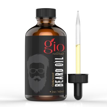 Gio Naturals Beard Oil & Leave-In Conditioner 2oz (New Cedarwood Scent!) Eliminates Itching and Dandruff while Treating Acne and Oily Skin- Best for Grooming & Growth - Moisturizes Beard Hair and Skin