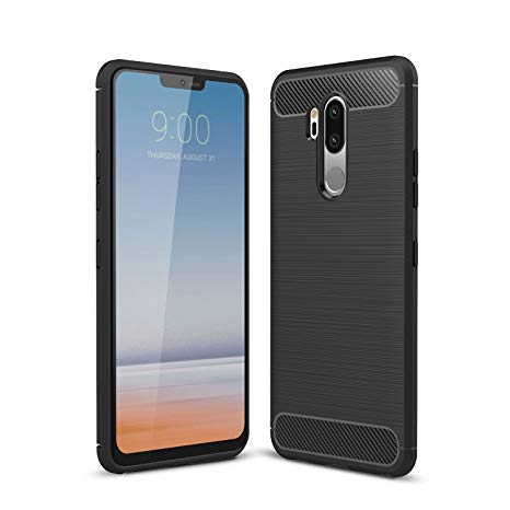 Avesfer Case for LG G7 ThinQ Case Slim Fit Thin Resilient Flexible Soft TPU Cover [Anti-Slip] [Shock-Proof][Scratch Resistant] Carbon Fiber Protective Case for LG G7 ThinQ (Black)