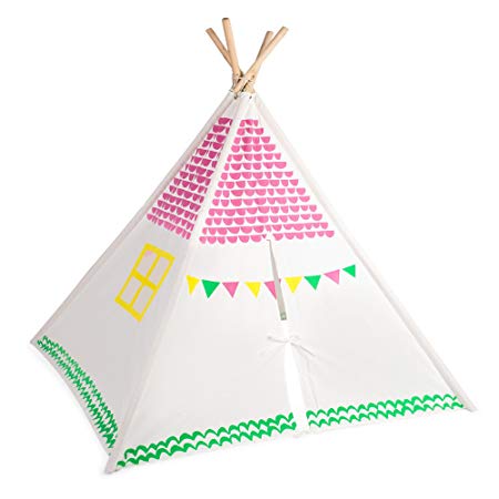 Kid's Teepee Play Tent for Kids with Carry Case, Childrens Playhouse, Playroom Furniture