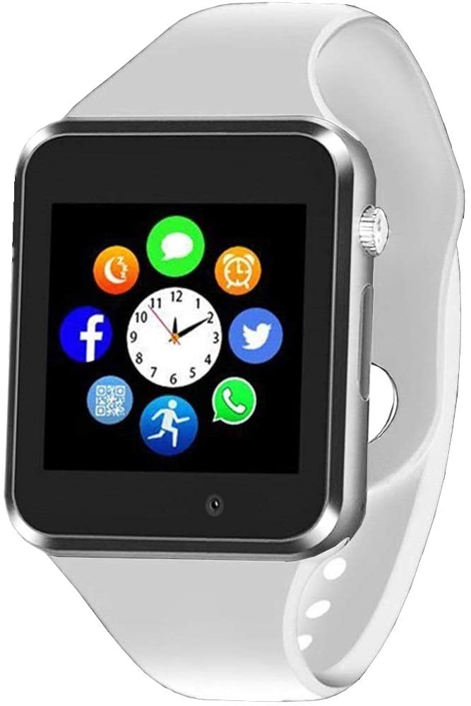 Smart Watch - Sazooy Bluetooth Smart Watch Support Make/Answer Phones Receive/View Messages Compatible Android iOS Phones with Camera Pedometer SIM SD Card Slot for Men Women (White)