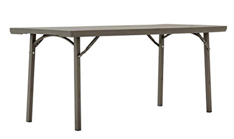 ZOWN Commercial 72” (6 ft.) 300 lb. Use Rate Rectangular Heavy Duty Blow Mold Banquet Folding Table with End of Table Seating, Brown