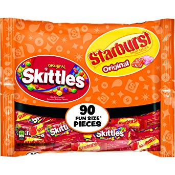 SKITTLES and STARBURST Original Fun Size Halloween Candy, 39.1-Ounce 90 Pieces