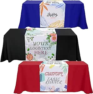 Custom Table Runner with Business Logo - Custom Signs Customize - Vendor Display Supplies - Promotional Items with Your Logo - Table Cloth (13in x 72 in)