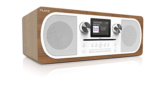 Pure Evoke C-F6 All-in-One Stereo DAB/DAB /FM and Internet Radio with CD Player, Bluetooth Music Streaming and Spotify Connect - Walnut