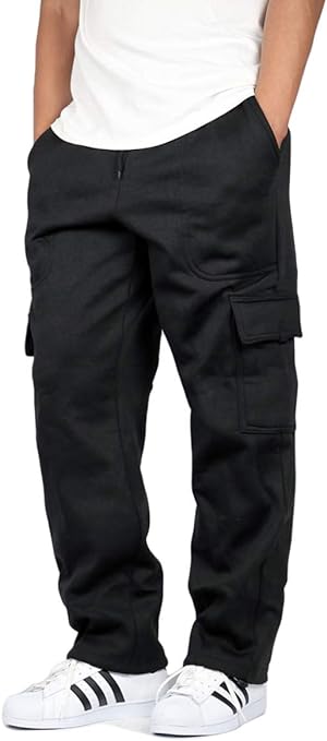 URBANJ Men's Fleece Cargo/Solid/Stripe Sweatpants Heavyweight S-3XL