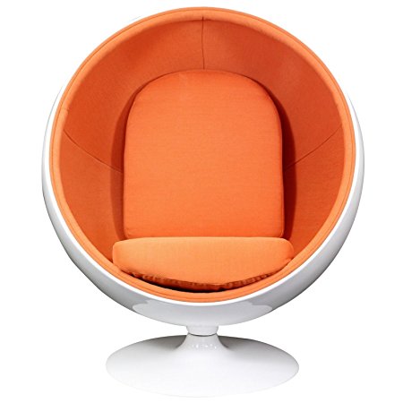 Modway Eero Aarnio Style Ball Chair in Orange