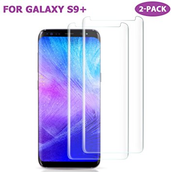 Galaxy S9 Plus Screen Protector, SURWELL [2 Pack] Samsung Galaxy S9 Plus Tempered Glass Screen Protector Film 3D Curved Full Coverage Case Friendly