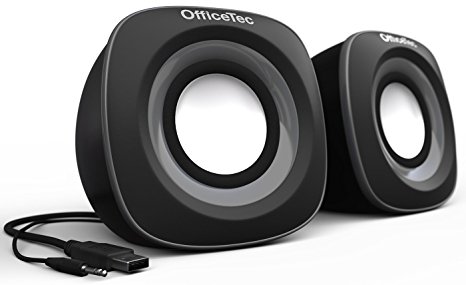 OfficeTec USB Computer Speakers Compact 2.0 System for Mac and PC (Gray)