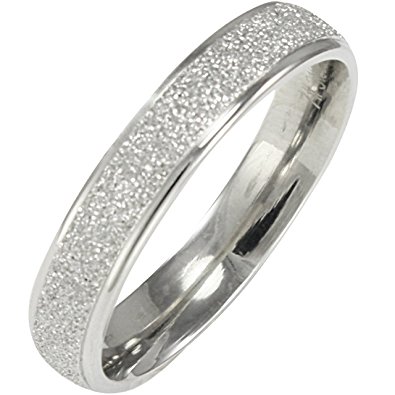 Stainless Steel Sparkle 3.8mm Band Ring - Women