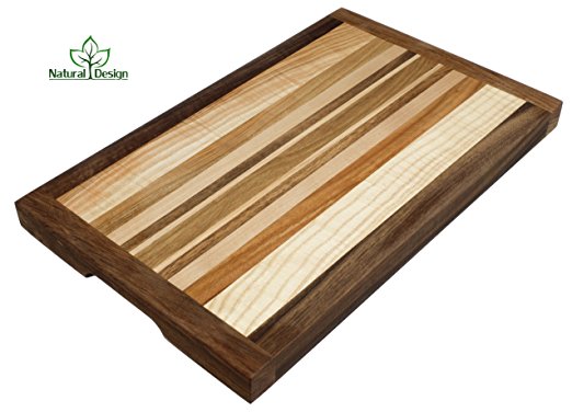 Cutting Board 16 x 10 x 1.2 inches Edge Grain Chopping Block Wood: Ash Oak Maple Cherry Walnut Hardwood Thick Durable & Resistant