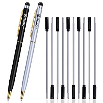 Stylus Ballpoint Pen, Magic-T Capacitive Slim 2 in 1 Universal Retractable Fine Point Stylus Pens with 10 Refills(Black)for iPhone SE 7 7Plus 6 6s Plus iPad Samusng Galaxy S6 Tab Tablet Series