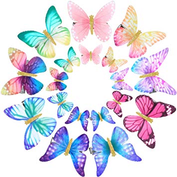 Butterfly Hair Clips Glitter Barrettes Butterfly Snap Hair Clips for Teens Women Hair Accessories (18 Pieces, Color Set 1)