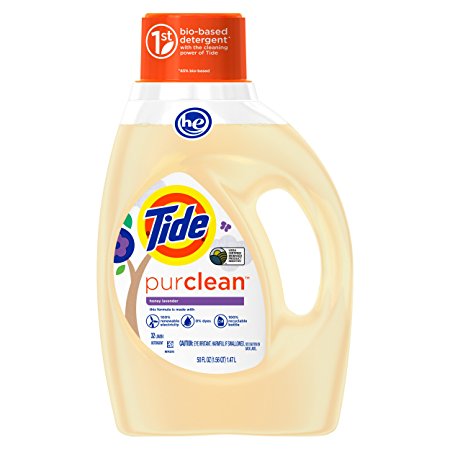 Tide PurClean Liquid Laundry Detergent for Regular and HE Washers, Honey Lavender Scent, 50 Ounce