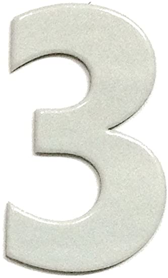 Bold White Reflective Mailbox or House Number - 3 - Size 4" - (Select Size (2"- 6") and Digit (0-9) Below) - Thick, Die-Cut Exterior Grade Gasket-Like PVC - not Metal or Rigid Plastic