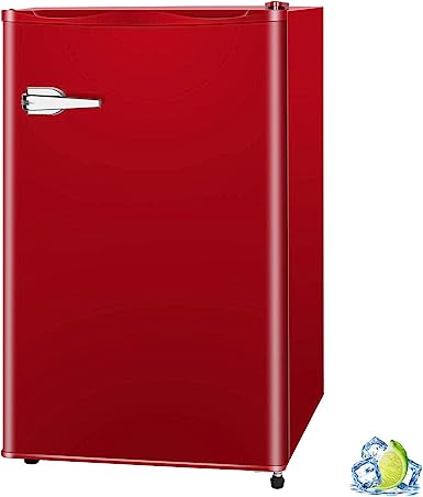 R.W.FLAME Upright Compact Freezer 2.3 Cu.ft, Freestanding Mini Freezer with Removable Shelf, Single Door, Adjustable Temperature Control, for Home, Office, Apartment (Red)