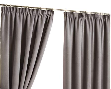 Hamilton McBride Belvedere Blackout Pewter Blackout Lined Readymade Curtain Pair 138x108in(350x274cm) Approx