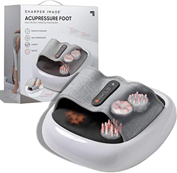 SHARPER IMAGE Acupoint Acupressure Foot Massager Machine – w/ Acupressure, Heat, Compression, & Vibration for The Best Foot Massage – Shiatsu Kneading on Arch, Soothing Heat for Sore & Tired Muscles