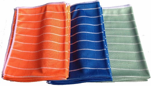 Gryeer Super Absorbent, Quick-drying, Big-size Dish Cloths | Anti-bacterial, Lint-free, No Shrink Microfiber and Bamboo Kitchen Tea Towels, 19x15 Inch, Set of 5 - Blue