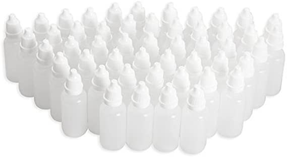 50pcs Plastic Empty Squeezable Eyedrops Dropping Bottle Eye Liquid Dropper- Plug Can Removable the Lip Can Be Screwed On (20ml)