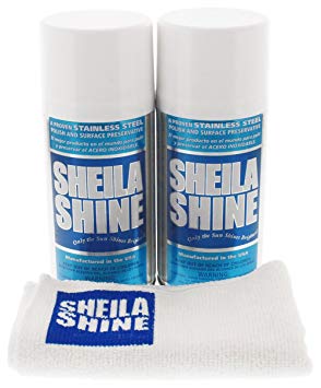 Sheila Shine Bundle: Stainless Steel Cleaner and Polish 10 oz 2 Pack with Microfiber Cleaning Cloth