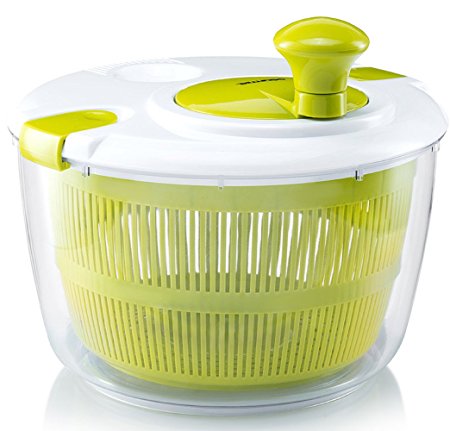 Gourmia GSA9240 Jumbo Salad Spinner Manual Lettuce Dryer With Crank Handle & Locking Lid, Durable BPA free food safe material
