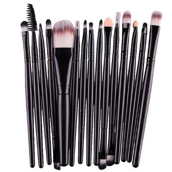 Voberry® 15 Pcs Pro Makeup Set Powder Foundation Eyeshadow Eyeliner Lip Cosmetic Brushes (Black)