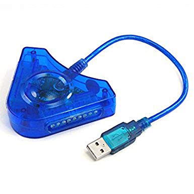 New World Dual PS2 to PC PS3 USB Game Controller Converter Adapter (Blue)