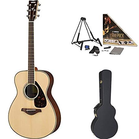 Yamaha FS830 Small Body Acoustic Guitar, Natural, with Yamaha Concert-Size Guitar Case and Accessory Pack