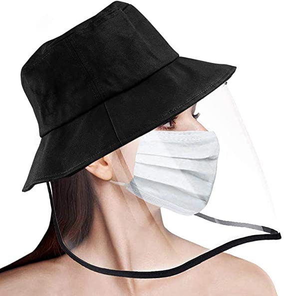 Kupton Protective Bucket Hat with Detachable Face Shield, Full-face Protection Anti Saliva Fog Dust UV Sun Hat Cap, for Men and Women