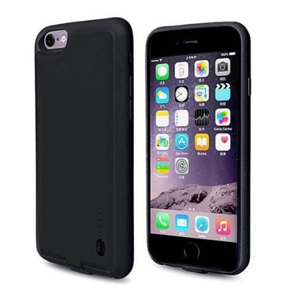 ROOP Battery Case Ultra Slim Extended Battery Case charger case Pack Case Cover with 2000 mAh External Portable Charger Case for iPhone 6/6s 4.7 (Black)