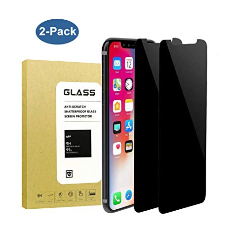 [2-Pack] for iPhone X & iPhone Xs Tempered Glass Screen Protector Privacy Anti-Spy Full Coverage,WolfGen[9H Hardness][Anti-Scratch] Tempered Glass Screen Protector for iPhone X & iPhone Xs (Black)