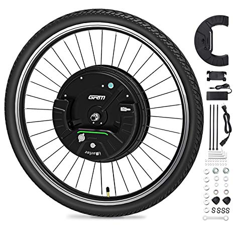 GRM 26"x1.95" Imortor 3rd GEN Wireless APP Control Mountain Bike Front Wheel Disc Brake Electric Bicycle Motor Kit 36V 350W Powerful Motor E-Bike Conversion for Android and iOS,All Bluetooth Versions