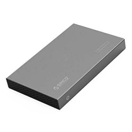 ORICO Aluminum USB 3.0 to SATAIII 2.5 inch External Hard Drive Enclosure Case for 7mm/9.5mm HDD and SSD Up to 2TB [Support UASP]- Gray