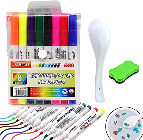 Magical Water Painting Pen, Magical Floating Ink Pen with Spoon, Erasing Whiteboard Marker, Magical Water Painting Pens Kit Set for Kids, A Watercolor Pen That Can Float in The Water (8 Color)