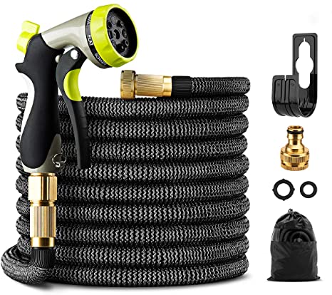 GIGALUMI Expandable Garden Hose 50Ft/15M Expanding Garden Hose Pipe with Brass Connectors, 8 Function Spray, Flexible Anti-Kink for Home, Garden, Patio and Car Cleaning