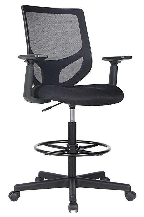 Smugdesk DOH/FH57/NB for Standing Desk Mesh Table Drafting Tall Office Chair, Medium, Black