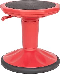 Flash Furniture Carter Adjustable Height Active Learning Stool for Classrooms, Backless Wobble Stool with 360-Degree Swivel, 14" - 18" H, Red