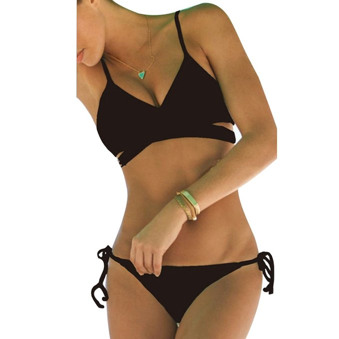ThinkBest Women Summer Sun Beach Swim Bandeau Triangle Push-Up Padded Bikini Suit