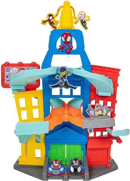 Marvel Spidey and His Amazing Friends Amazing Metals City Track Set - 24-Inch Track Set with Two 3-Inch Exclusive Vehicles