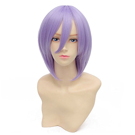 Anime Short Light Purple Cosplay Costume Party Wigs free Wig Cap