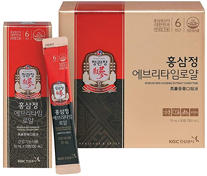 KGC Cheong Kwan Jang Korean Panax Red Ginseng Extract Everytime Royal (10ml x 30 Portable Sticks) / Red Ginseng Body 100%, Ginsenoside 11.6㎎ per 10ml / for Healthy Immune Support and Energy Levels