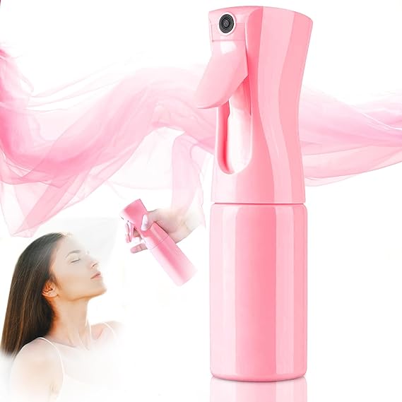 Leaflai Ultra Fine Mist Spray Bottle - Reusable Hair Water Spray Bottle - Mist bottle sprayer for Hair, Cleaning, Salons, Gardening, Essential Oil Scents, Body Care & More (Pink)